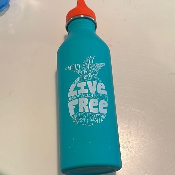 Pura Vida Teal Water Bottle with Orange Cap - Picture 1 of 4
